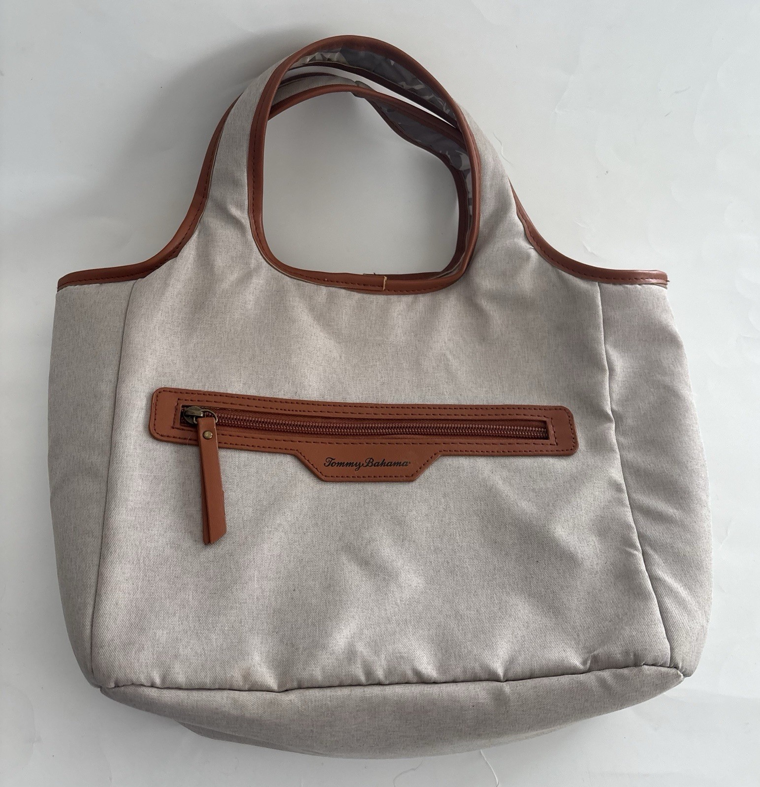 Tommy Bahama Lunch Tote Gray Beige Brown Bag