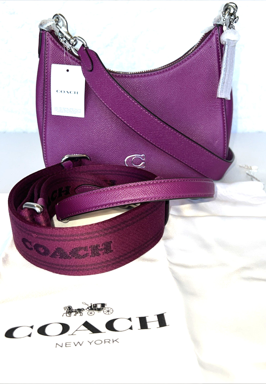 NWT COACH F2280 Crossbody Convertible 3-Ways! Deep Plum Leather So Pretty! NEW