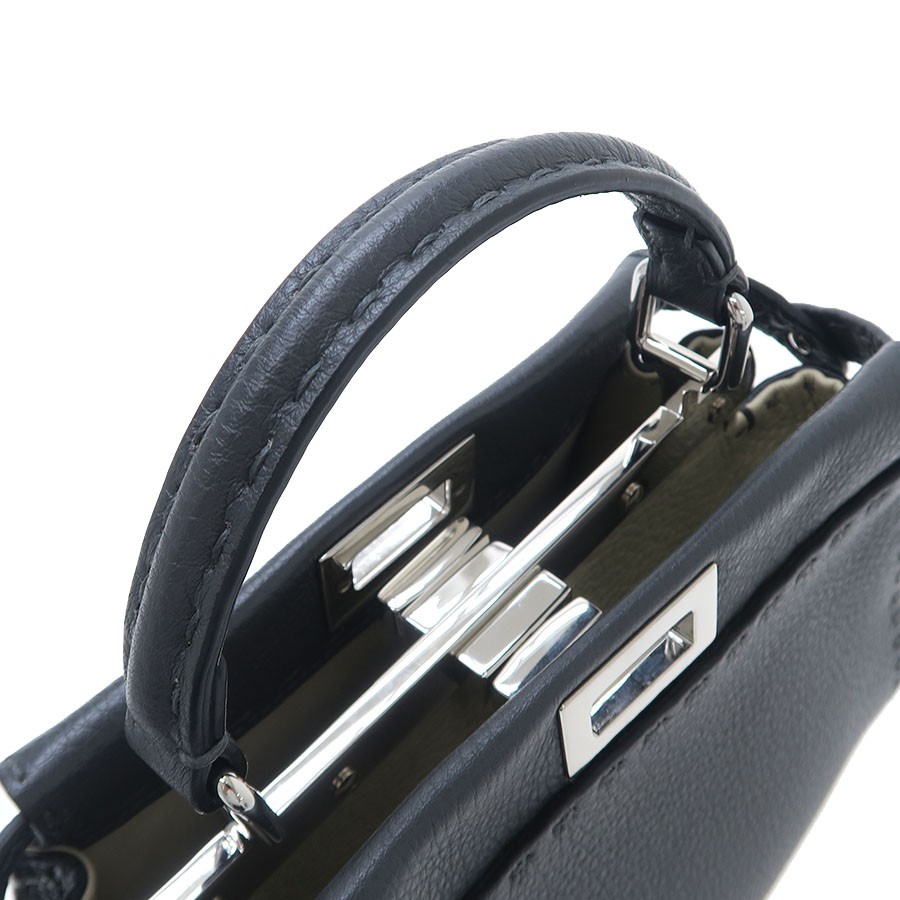 Fendi Peekaboo Mini 8BN244 Leather Gray Shoulder Bag #SAB16567