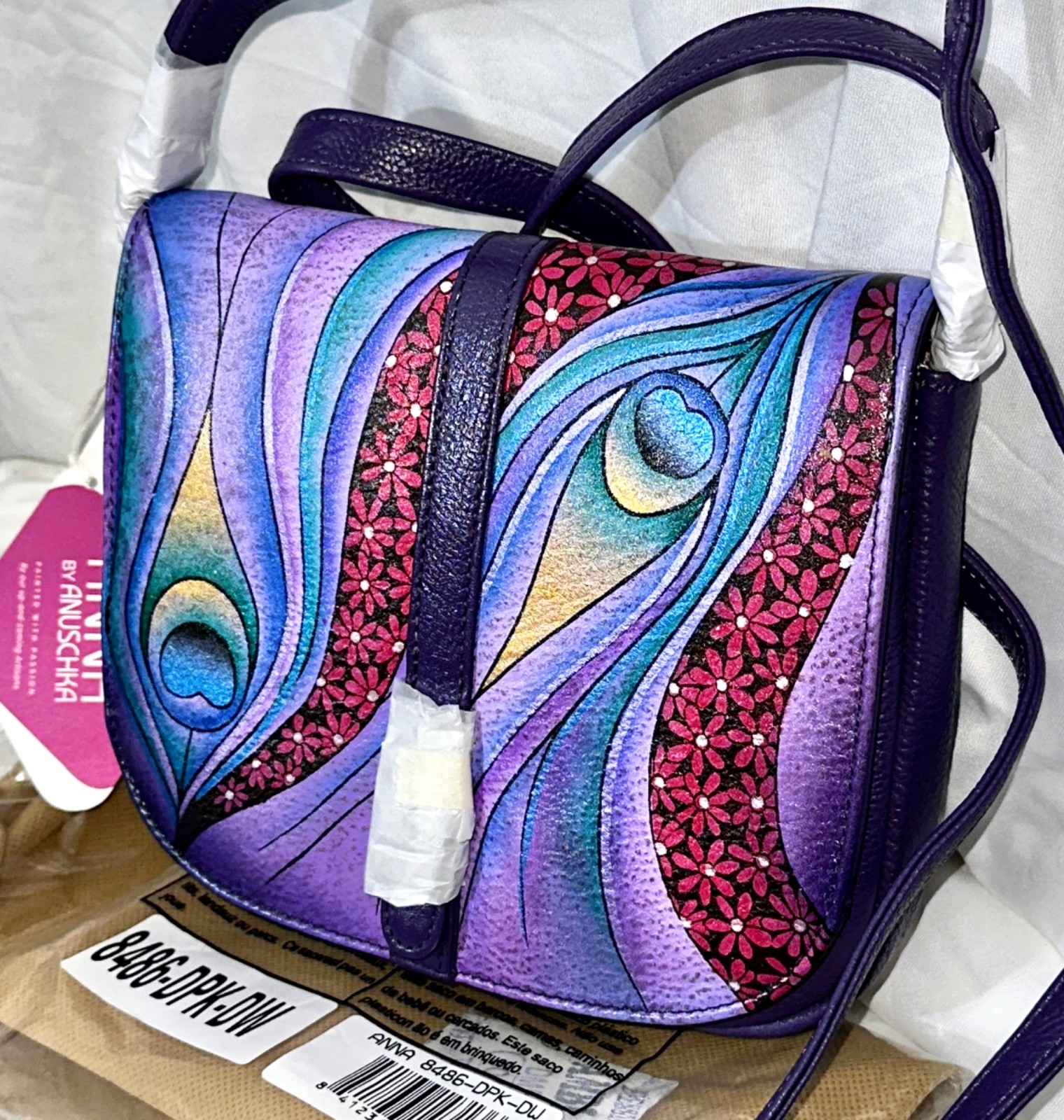 Anuschka Anna NWT🦚Flap Crossbody-Dreamy Peacock Dewberry 8486-DPK-DW