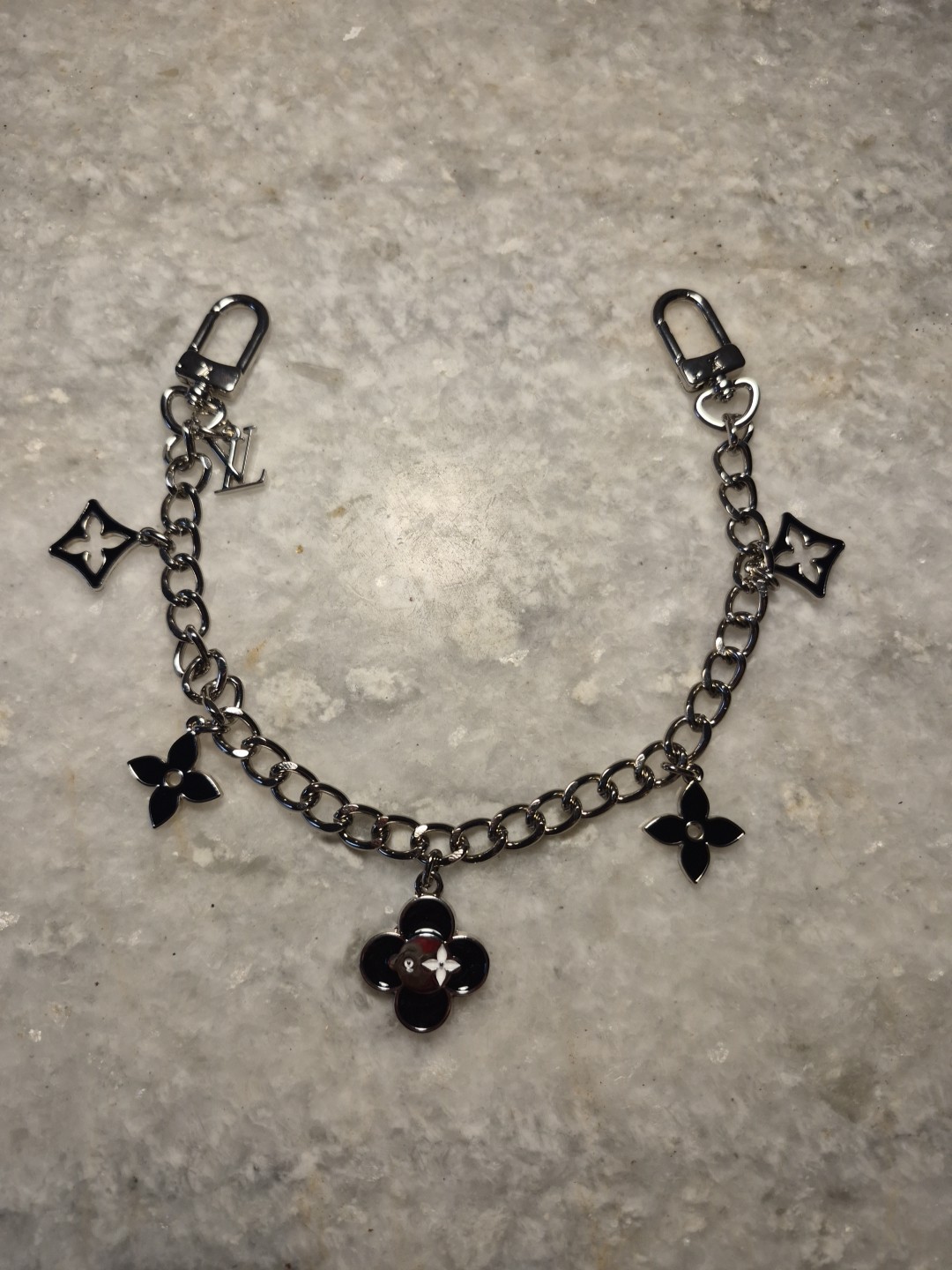 Louis Vuitton Bag 5 Charm Chain Takashi Murakami BlackSilvertone G2U