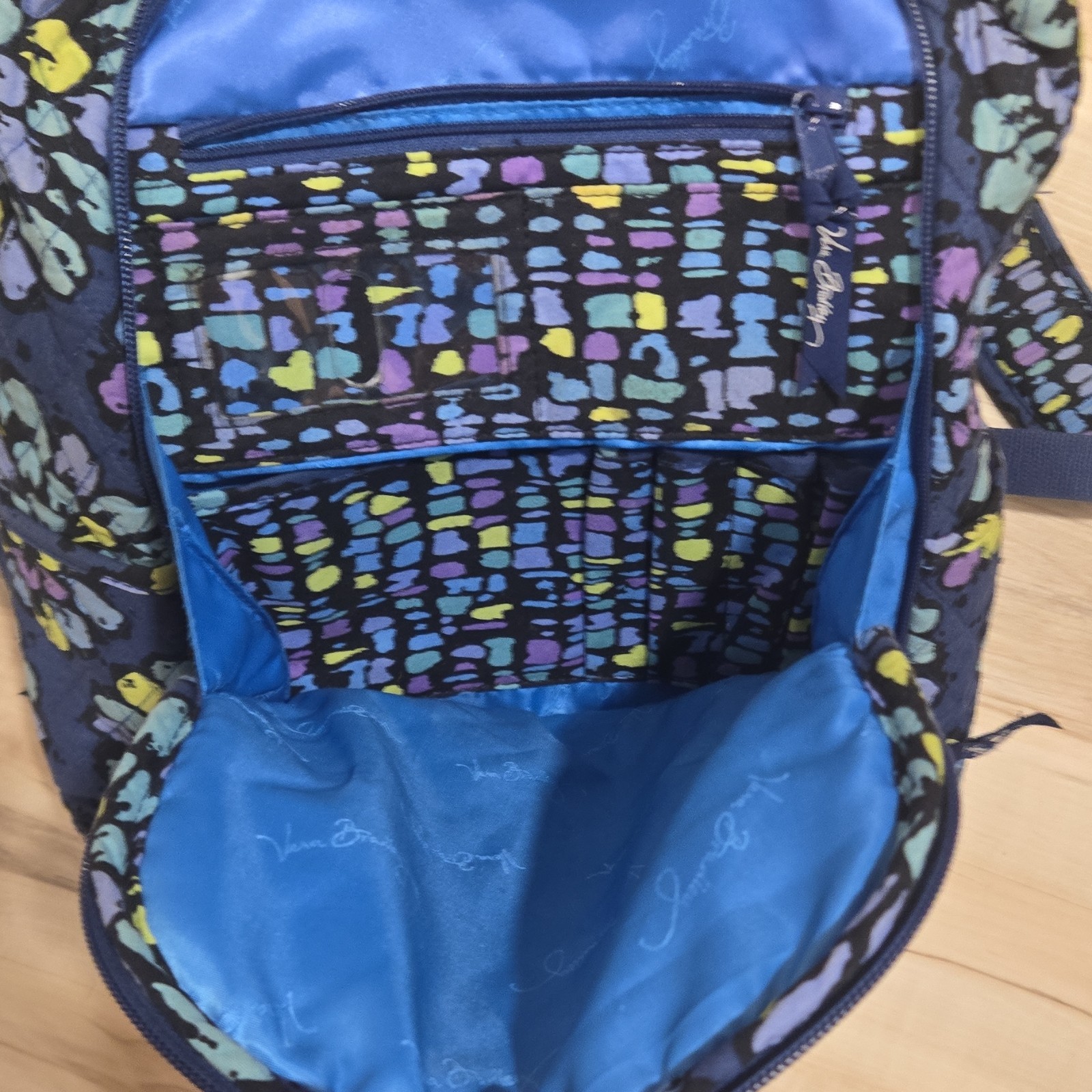 Vera Bradley Floral Backpack & Matching Zip Travel Bag Set, Indgo Pop pattern
