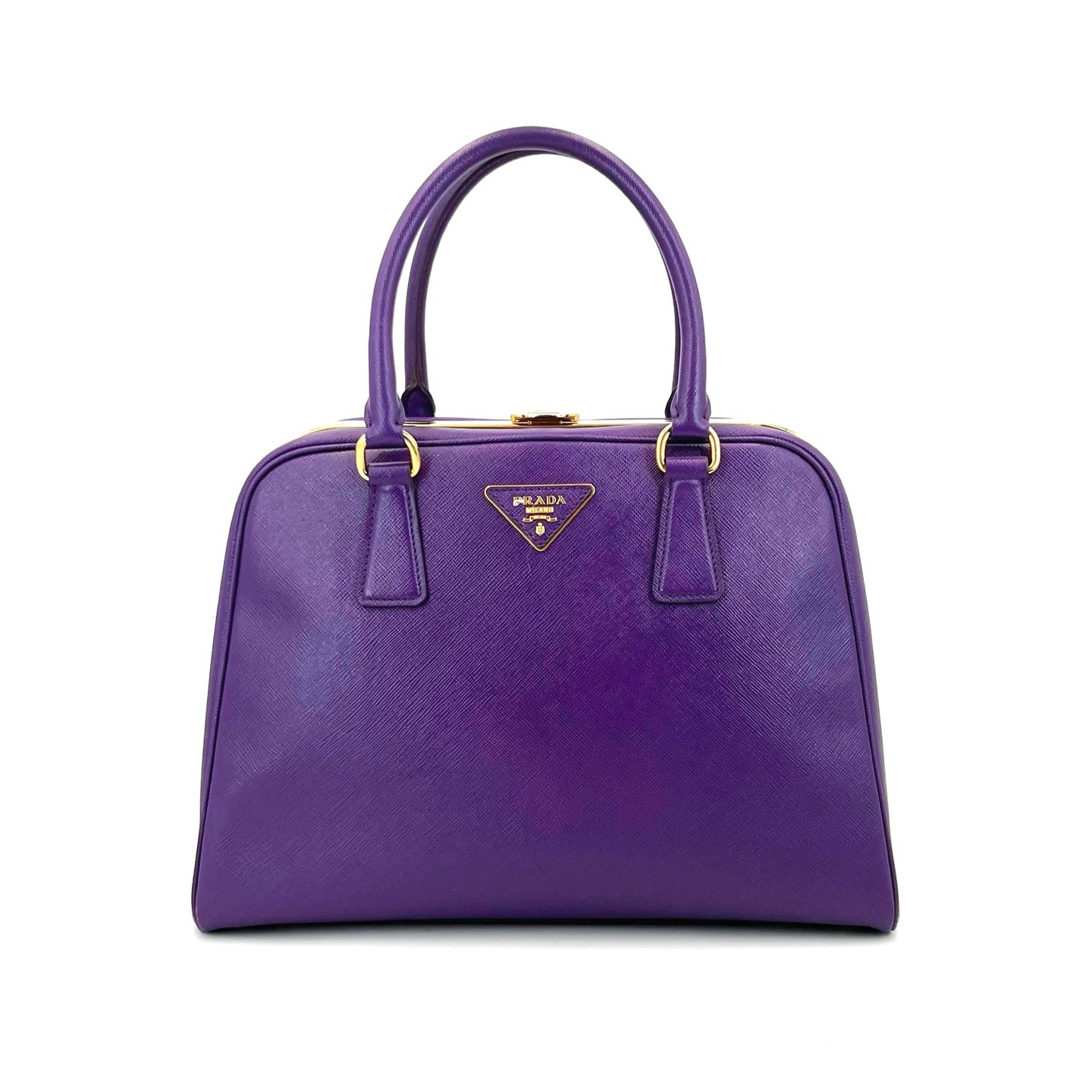Prada Saffiano Normal Size Purple Saffiano Leather Hand Carry Bag US Ship