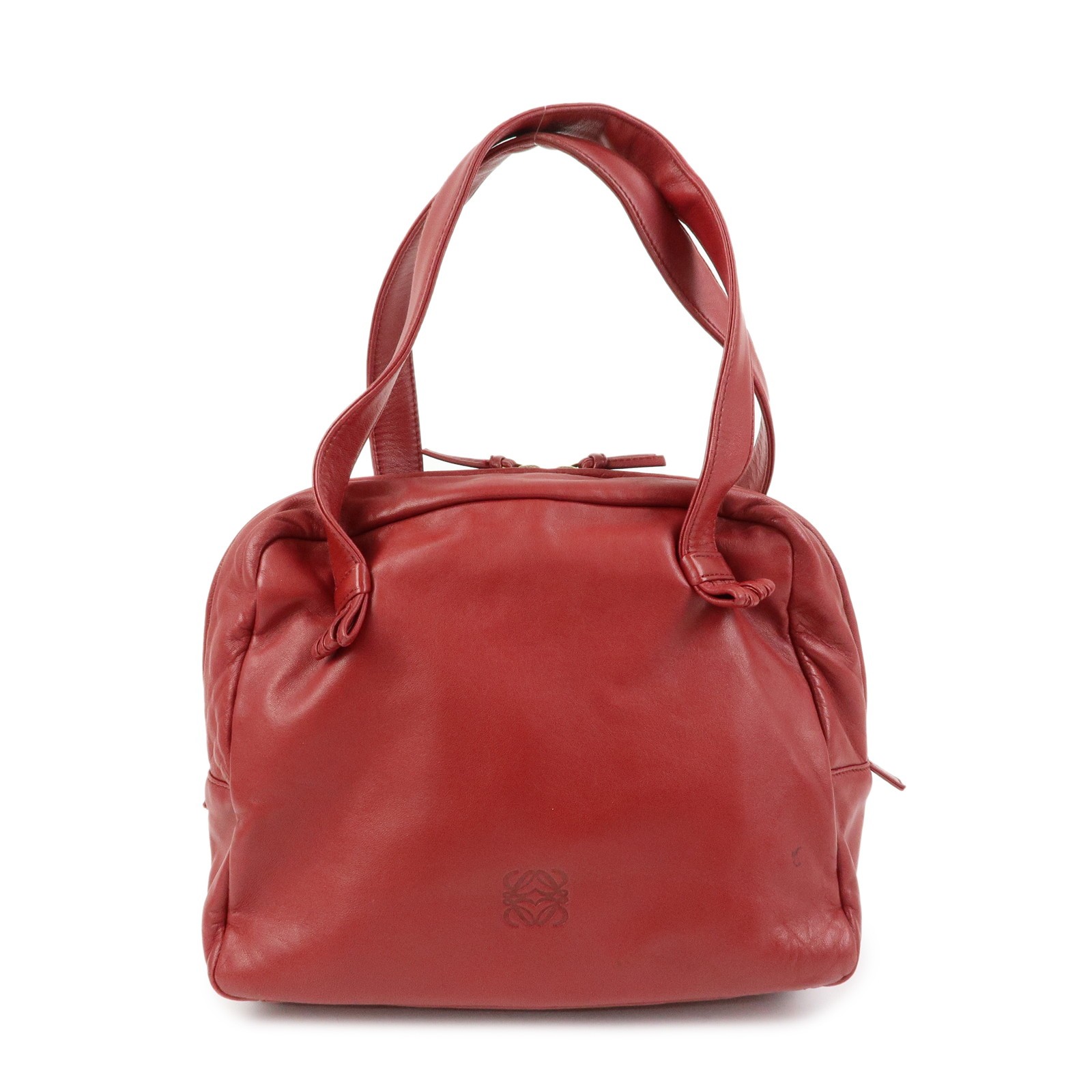 LOEWE Anagram Nappa Leather Hand Bag Shoulder Bag Red Authentic Used F/S