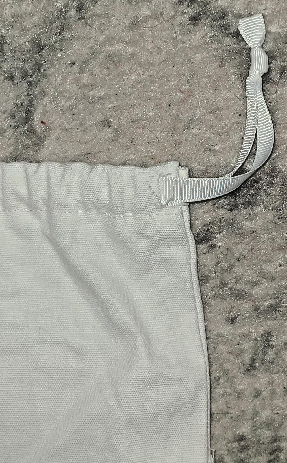 authentic empty cream white Pink Palm Puff drawstring cinch dust bag