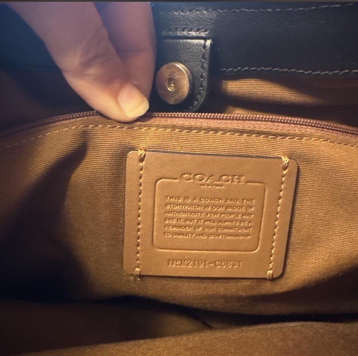Coach Signature Logo Shoulder Bag Brown/Black, Magnetic & Zip, Pockets