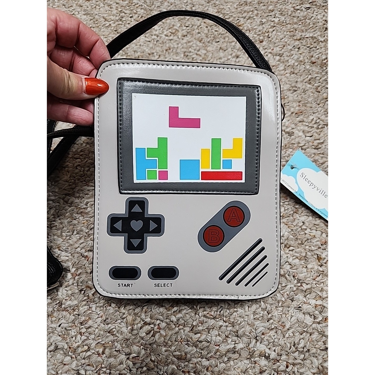 Sleepyville Critters Retro Video Game Console Crossbody Bag Grey Novelty Purse