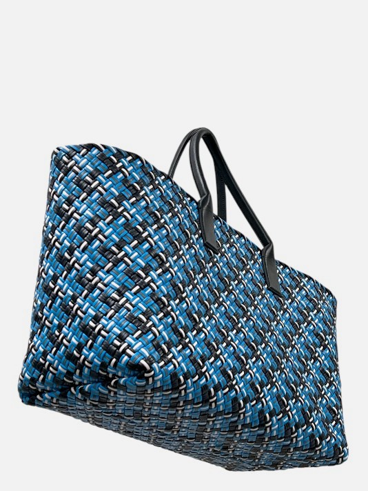 Bottega Veneta Women’s Blue Black Intrecciato Leather Shopping Tote Large Bag