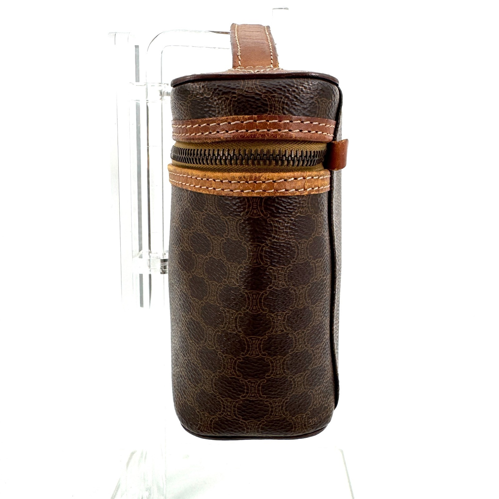 CELINE Vanity Bag Macadam Purse Cosmetic Pouch Brown