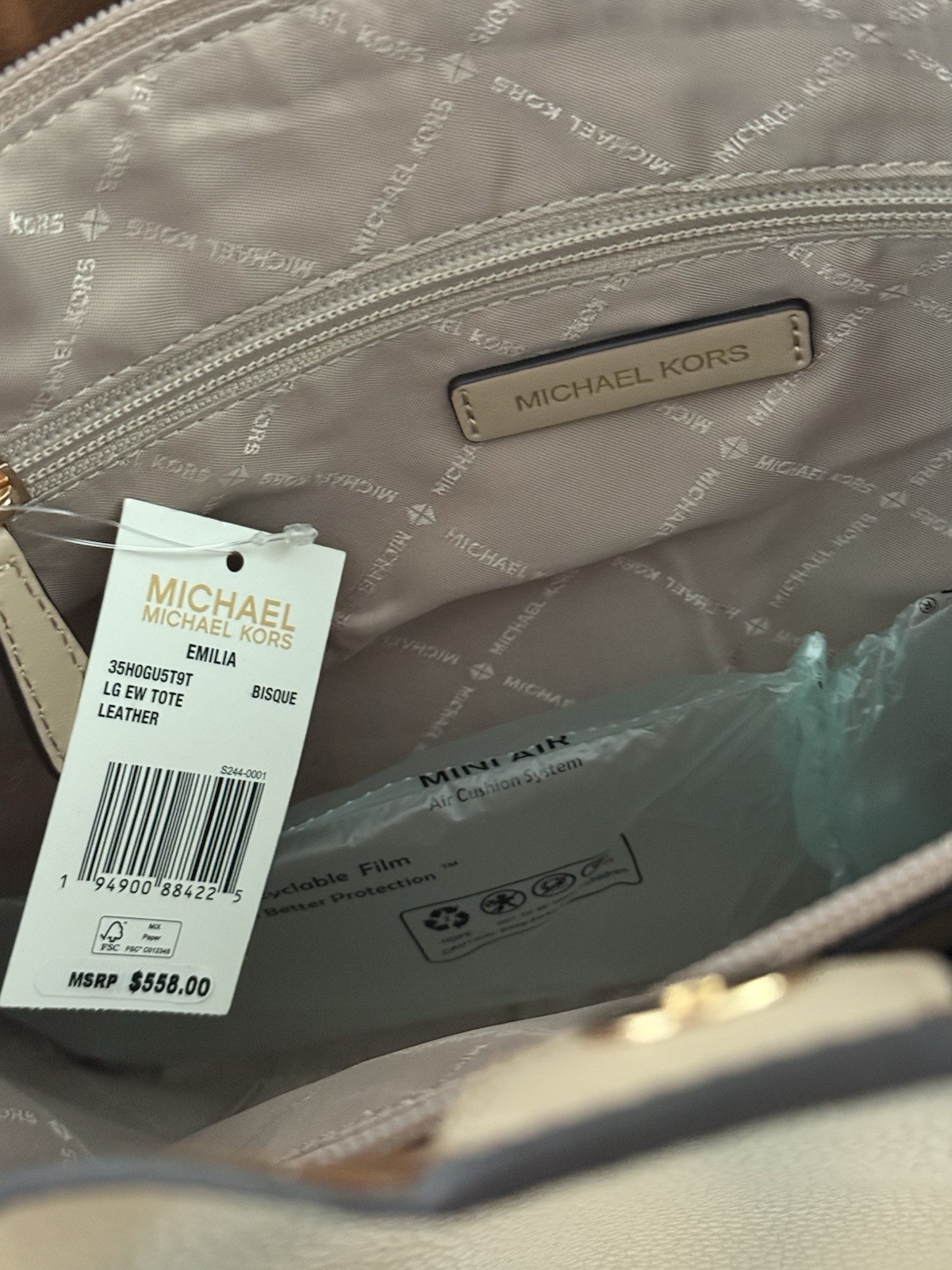 MICHAEL KORS 35H0GU5T9T Emilia Large Pebbled Leather Tote Bag In Light Sage