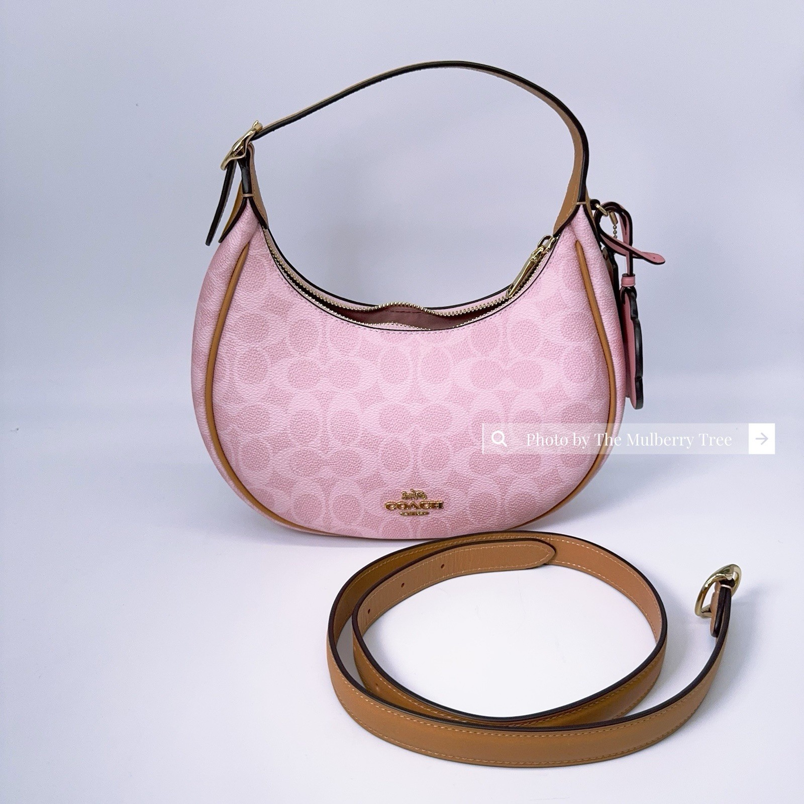 Coach CDW86 Powder Pink Emily Shoulder Bag Crossbody With Flower Charms NWT