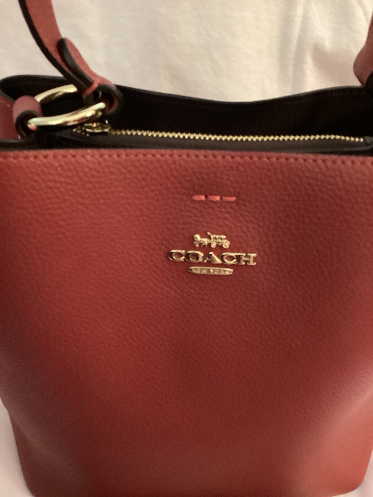 Coach Small Town Bucket Bag, Red Oxblood Leather, #1011, Preowned