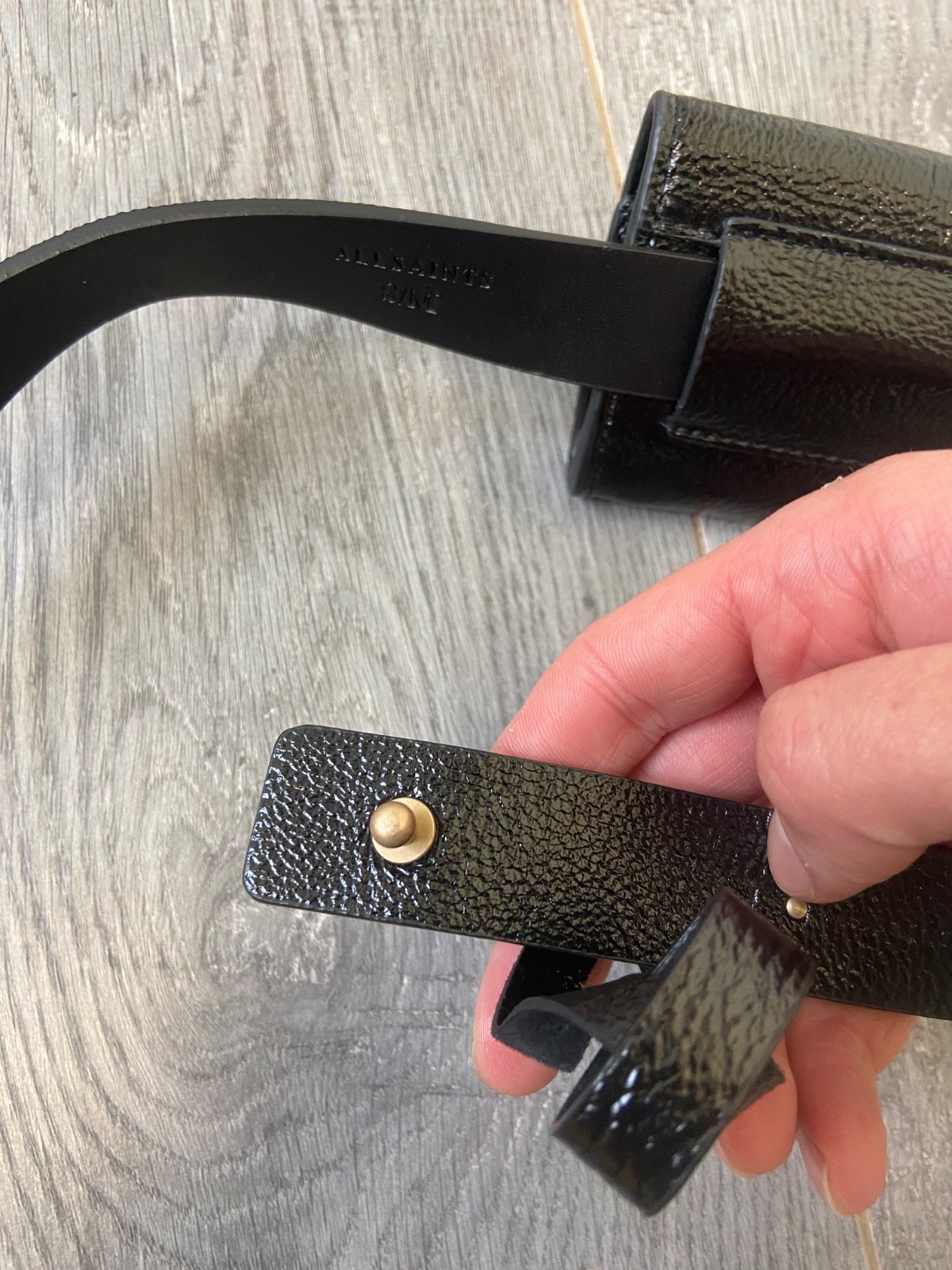 AllSaints Portia Mini Belt Bag Black Leather Waist Bag