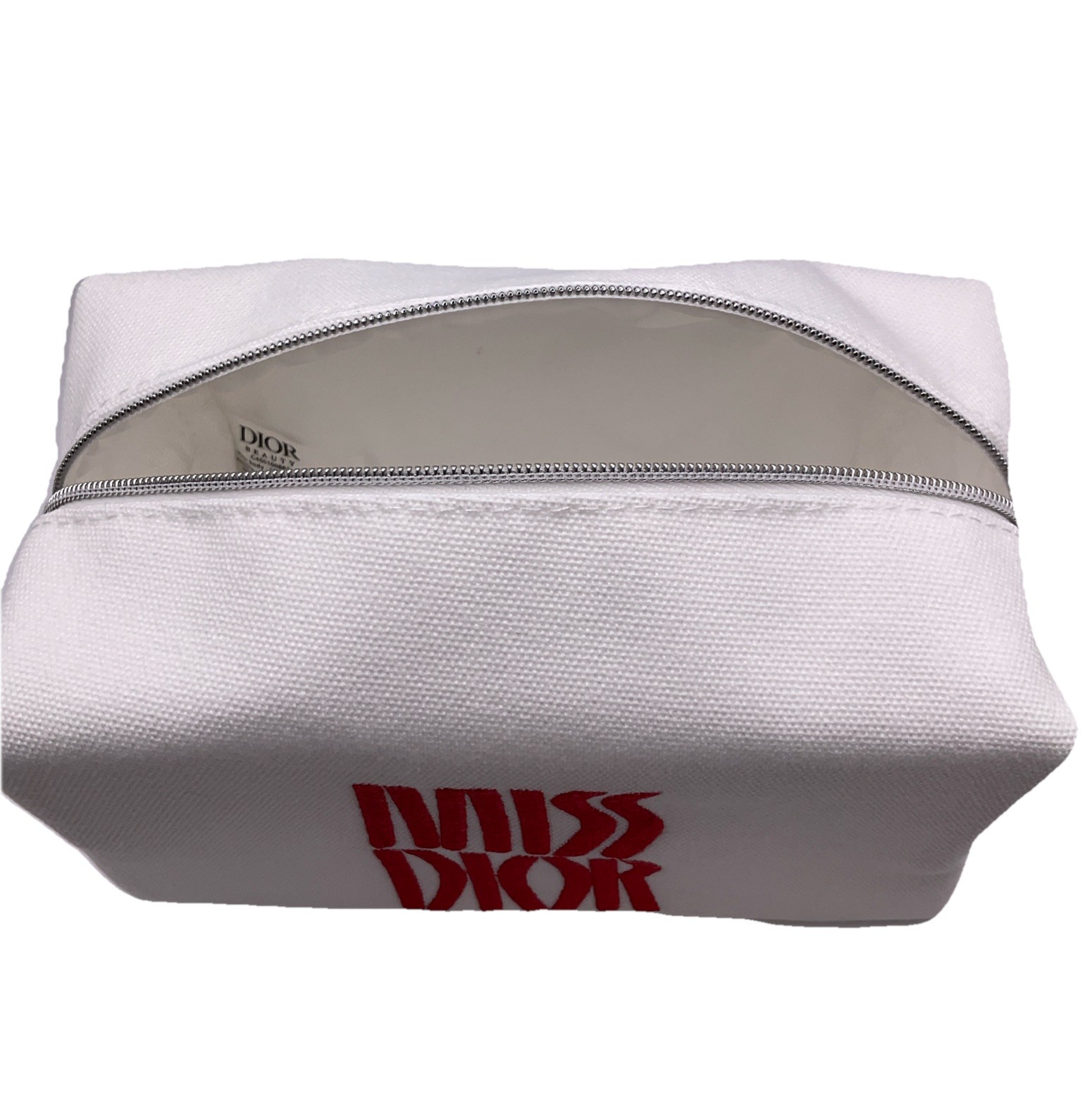Christian Miss Dior White Vanity Clutch Makeup Pouch Cosmetic Zip Bag NEW Gift
