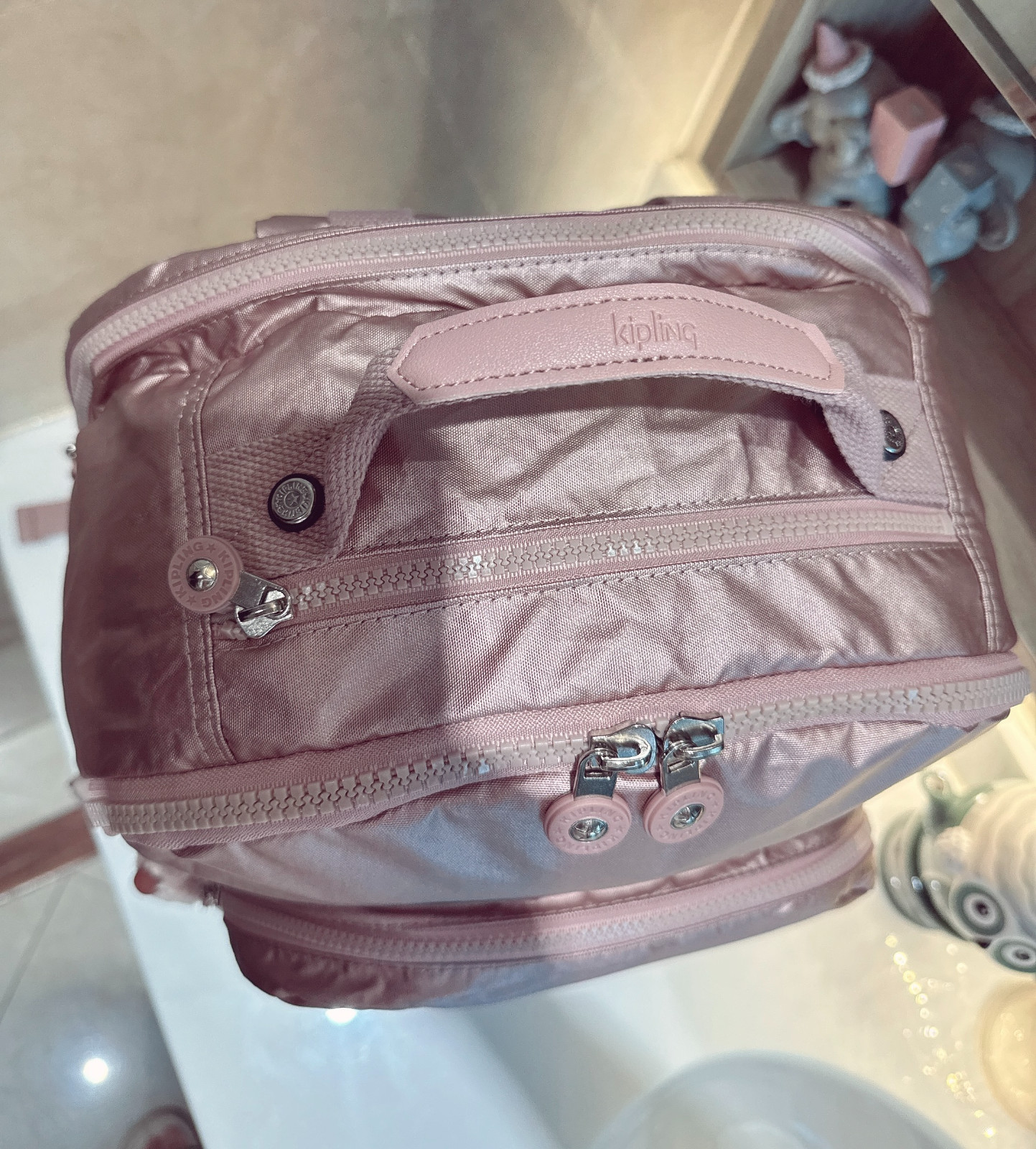 NEW Kipling Seoul Extra Large 17″ Laptop XL Backpack Metallic pink 47cm Height