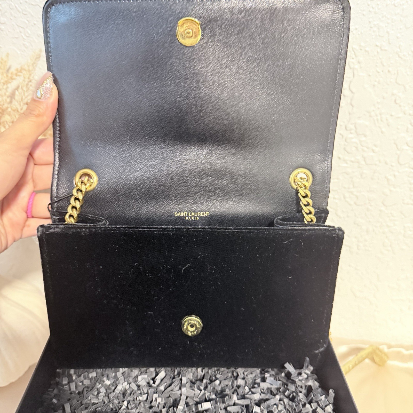Saint Laurent YSL Kate Velvet with Gold Chain Strap Logo w/ Auth Cert