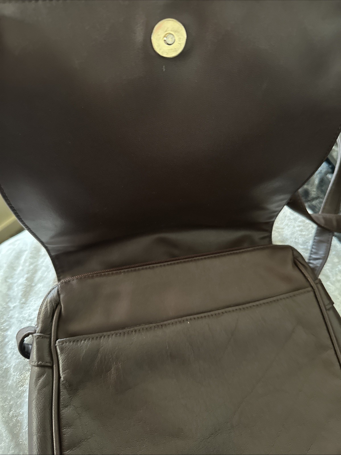 Croft & Barrow Brown Leather Crossbody Purse Women’s Shoulder Handbag Adj Strap