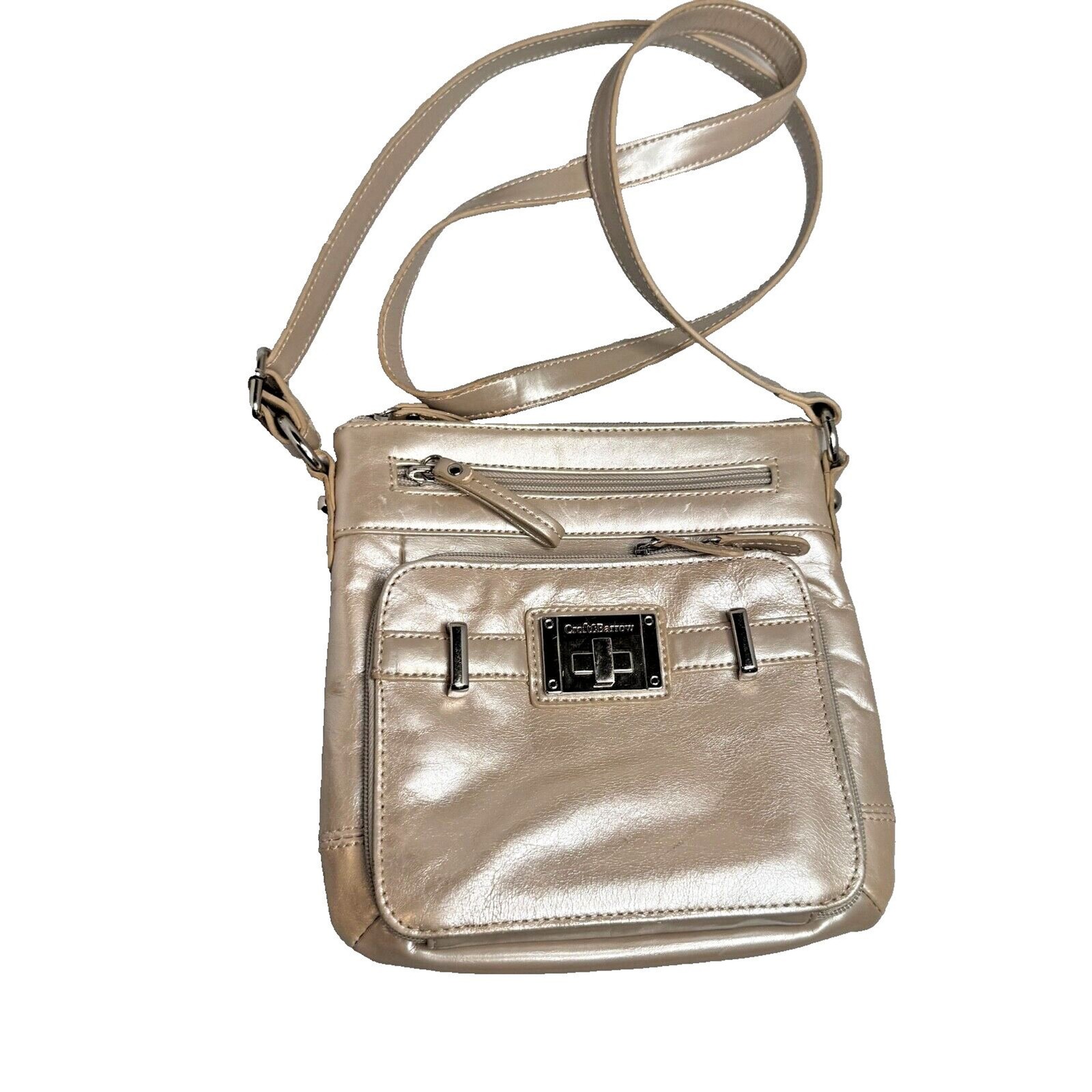 Croft & Barrow Pearl White Crossbody Organizer Purse Wallet Pocket EUC
