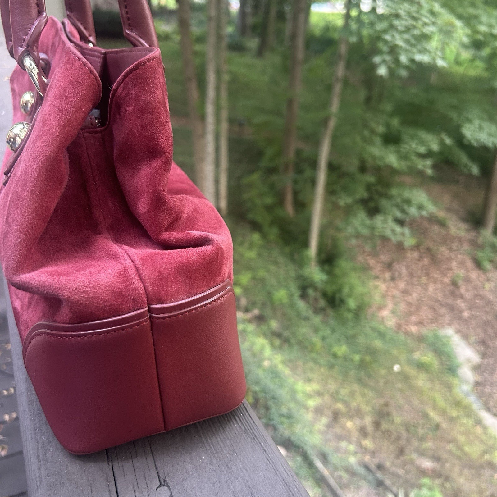 Talbots Burgundy Suede & Leather Satchel Bag – Rich Wine