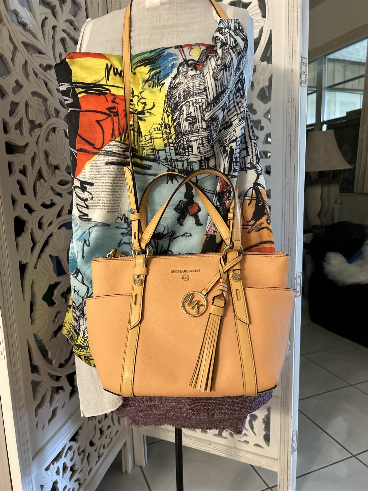 Michael Kors Purse Ciara Top Zip Peach