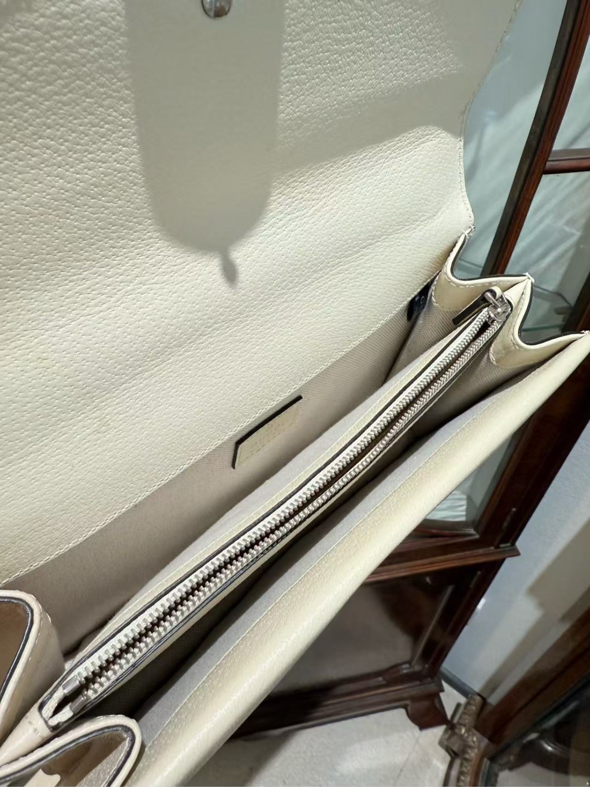 Gucci White Dionysus Leather Clutch with Diamond Studs