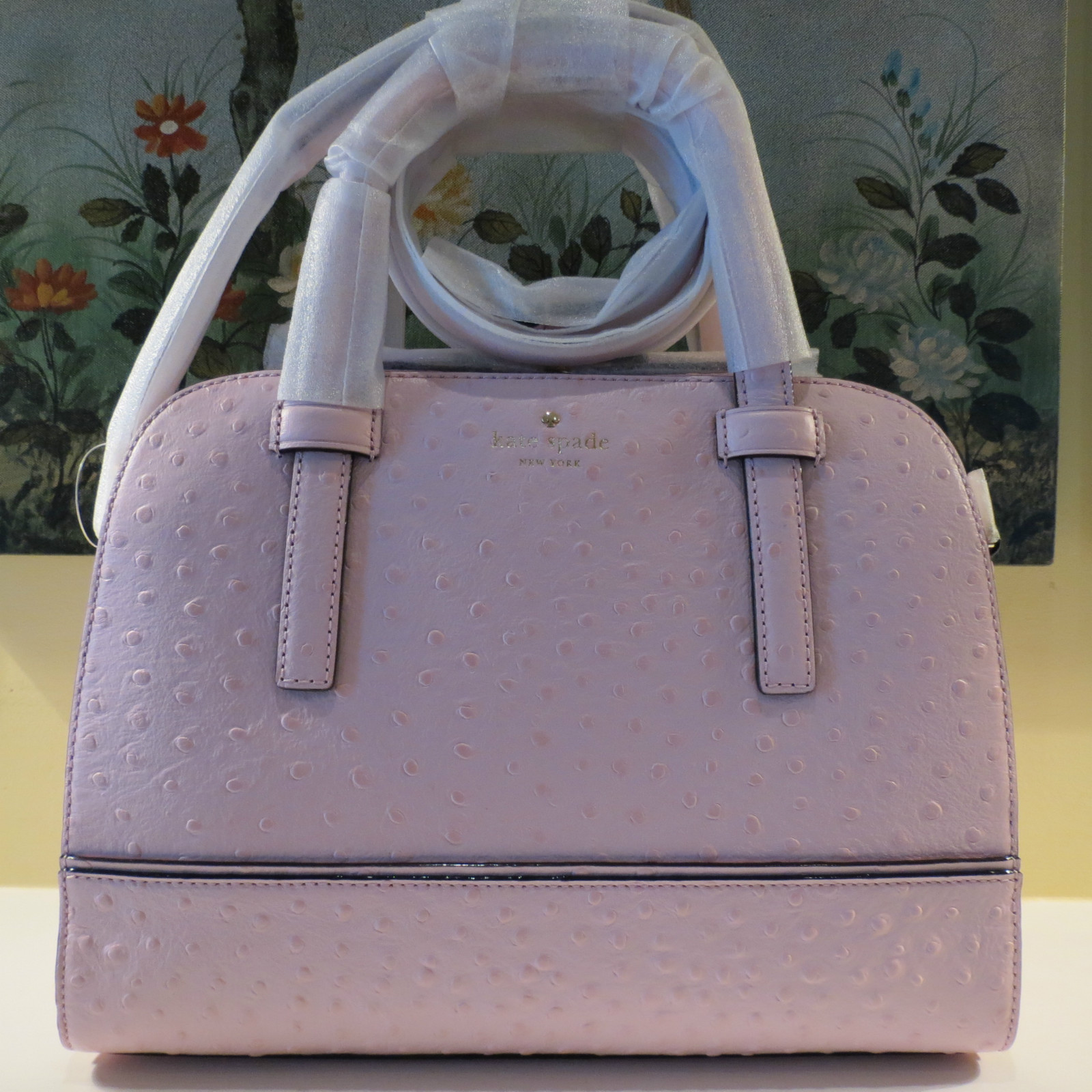 NWT KATE SPADE RIVERSIDE STREET OSTRICH SMALL FELIX PINK LEATHER HANDBAG $548.00