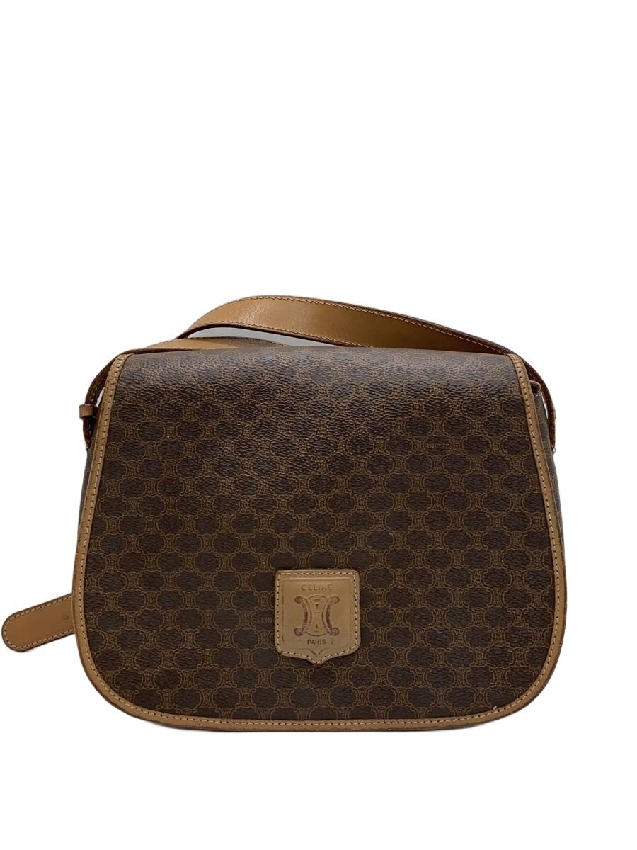 CELINE Shoulder Bag Leather Brown 12.0 in
