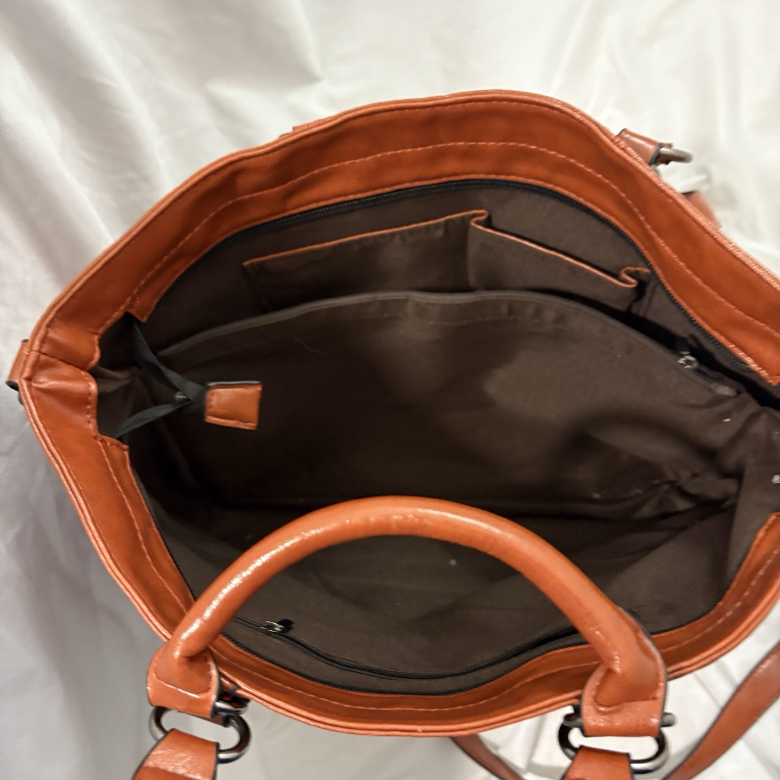 Burnt Sienna Color Casual Work Bag Purse Leather Handles And Strap