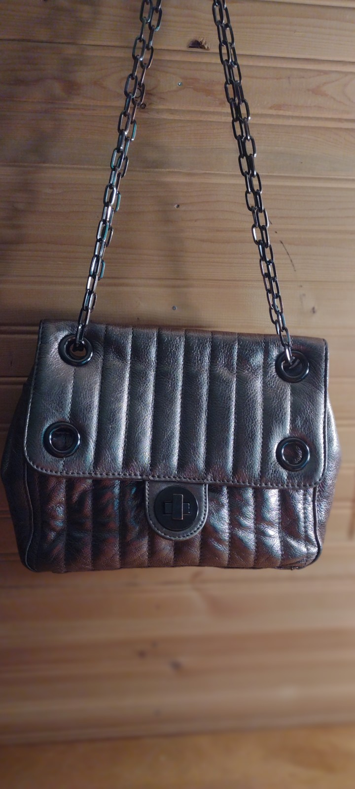 Classy !!Claudia Ciuti- Leather Purse With Chain Handle