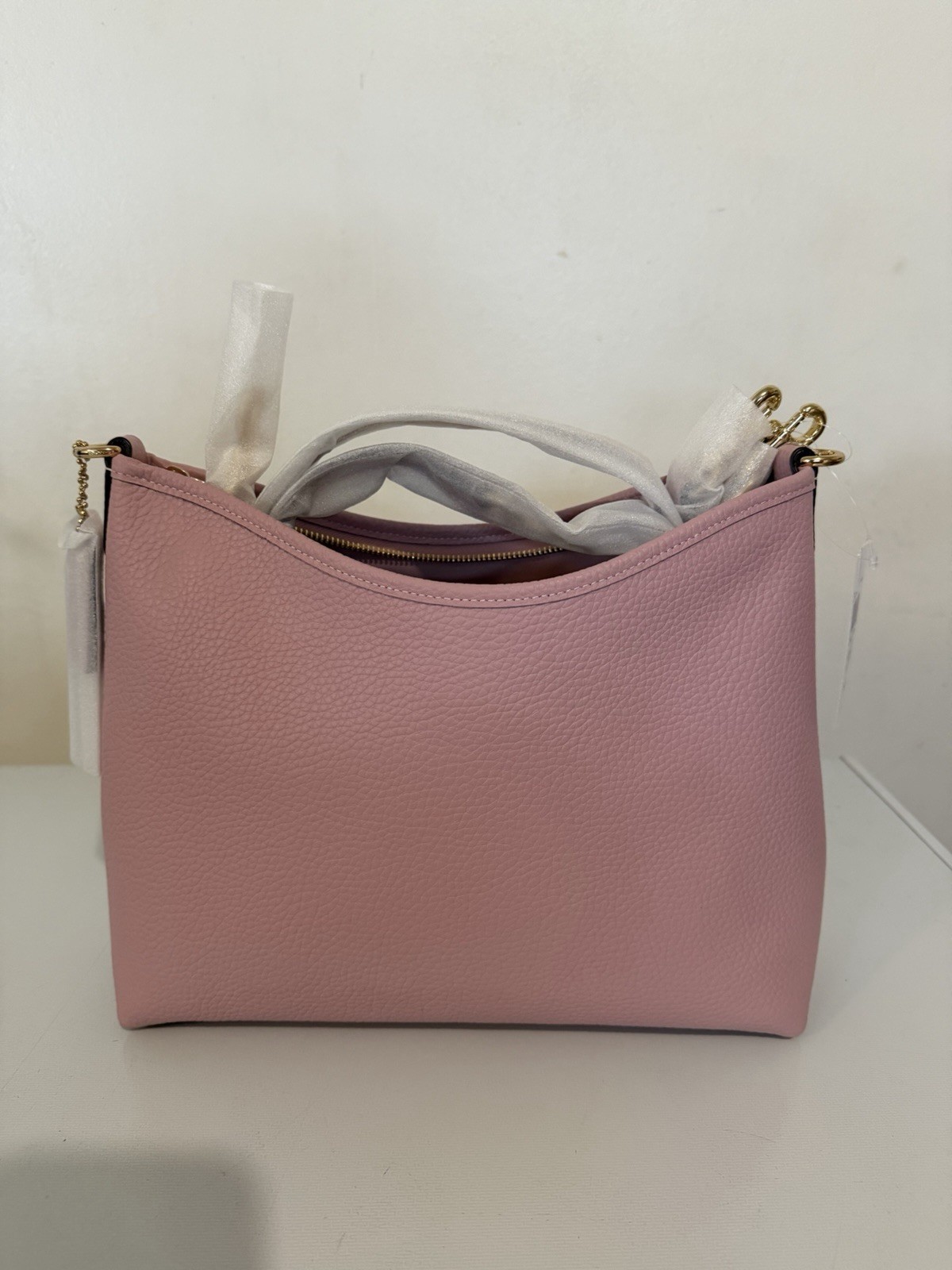Coach Pink Carnation Laurel Shoulder Bag Gold Hardware Detachable Strap