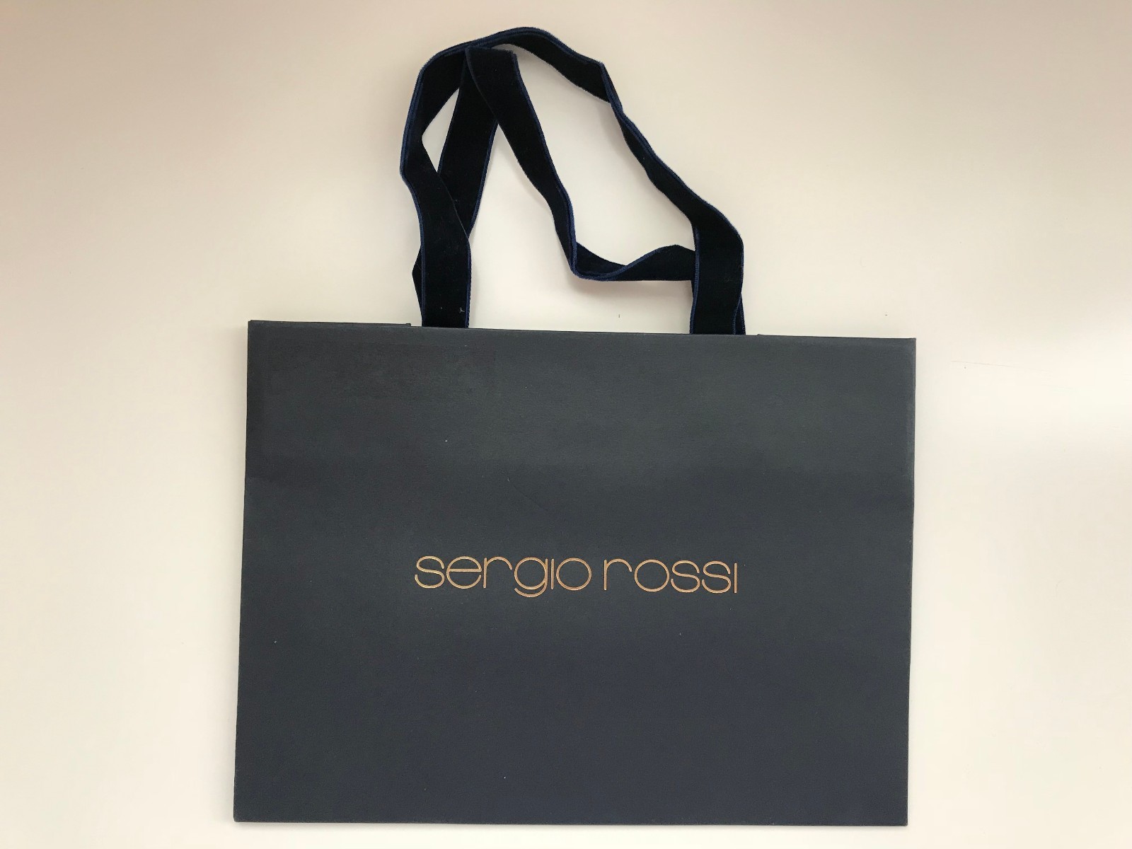 Genuine New SERGIO ROSSI Shopping PAPER Tote BAG w/VELVET Strap+GIFT Wrap Tissue
