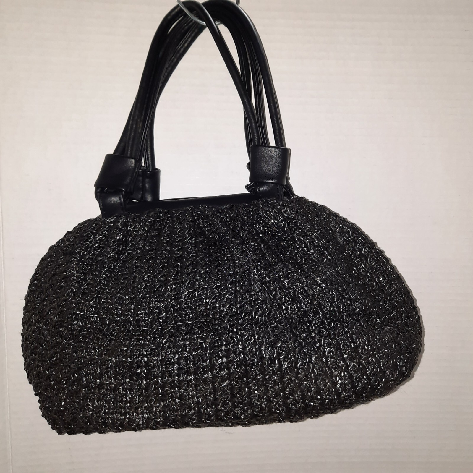 Black Purse Faux Leather Silver hardware Pre Owned 9.75 In Wide 6.5 In Deep