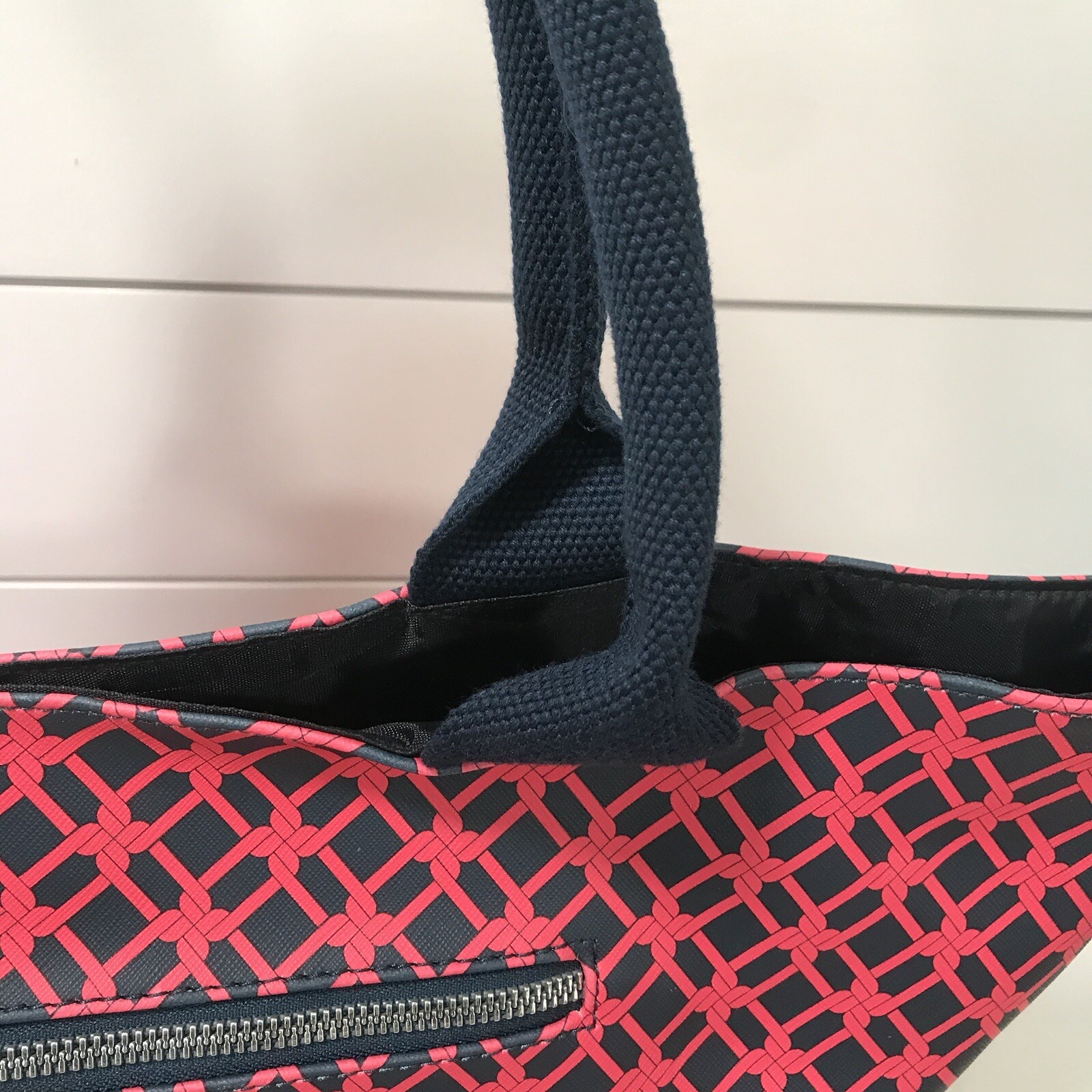 Dabney Lee Large Tote Bag Navy Blue & Pink Color Polyvinyl