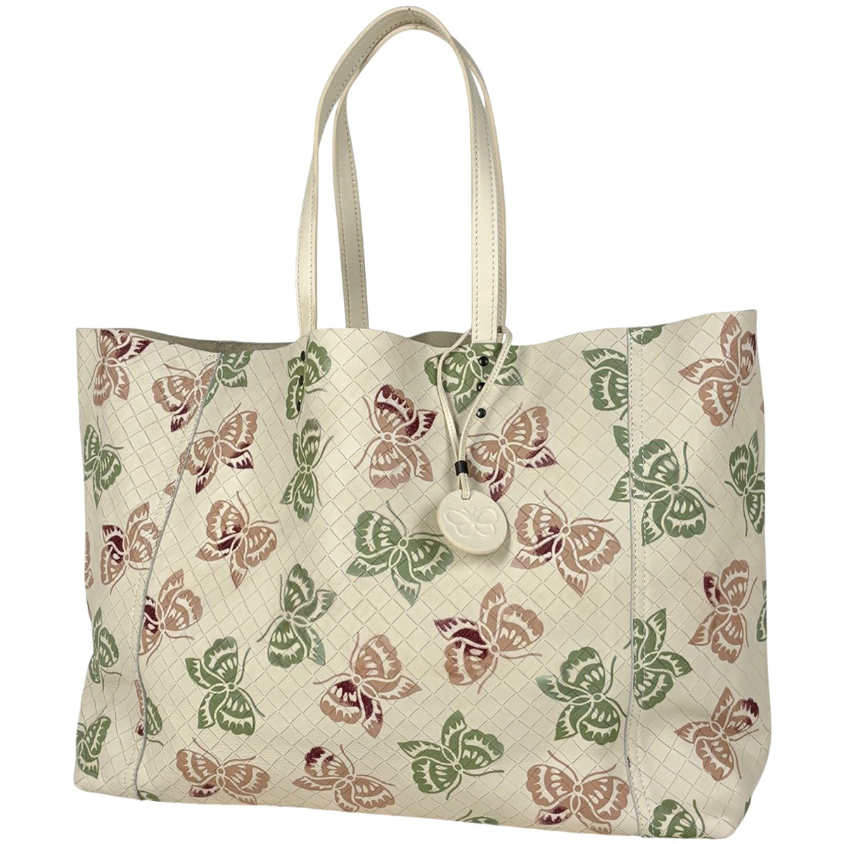 Bottega Veneta Intreccio Mirage Leather Tote Bag Beige 11.2×15.2×5.7 in