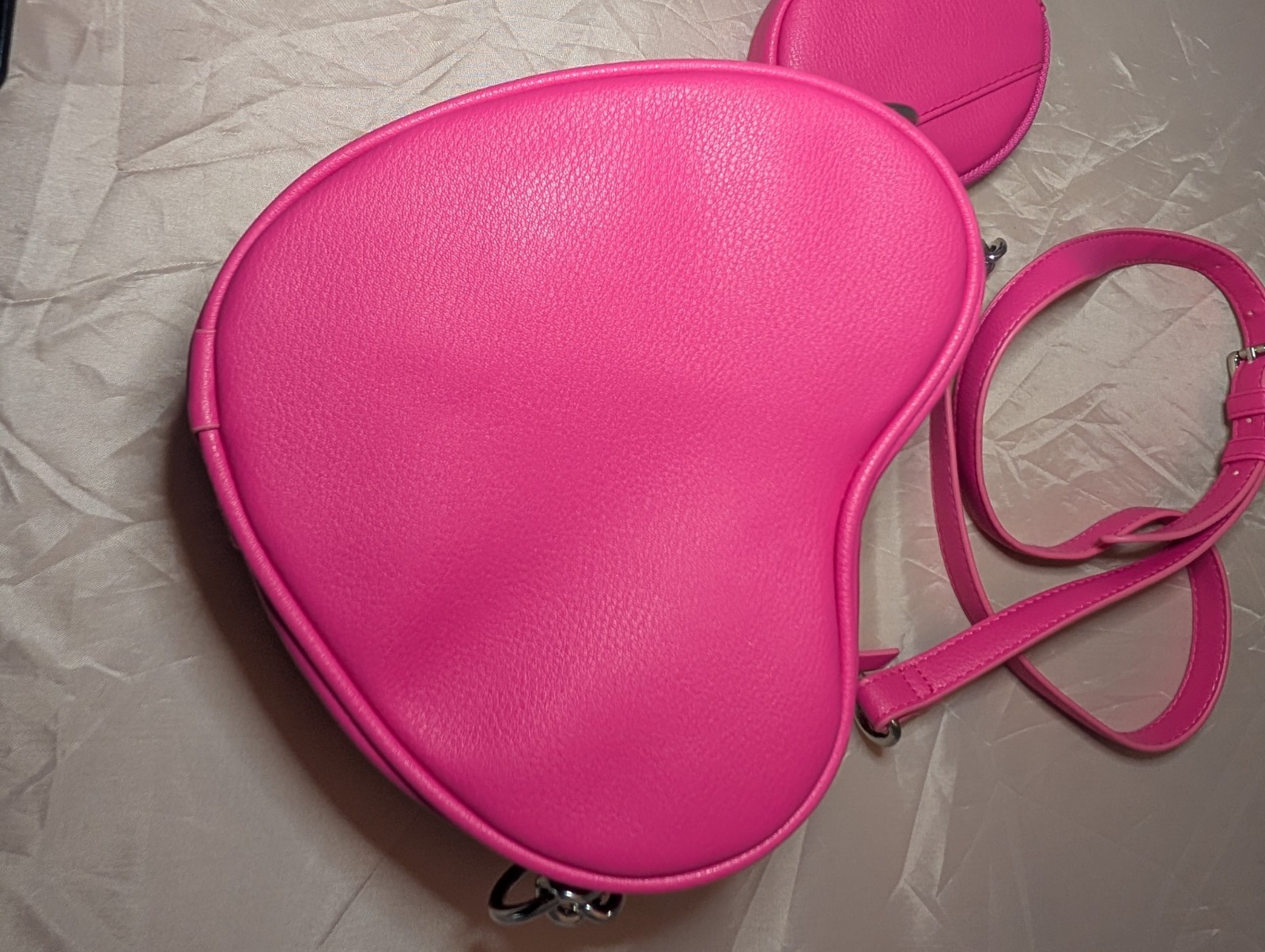 Madden Girl Pink Heart Crossbody Purse w/ Rhinestone Coin Pouch EUC