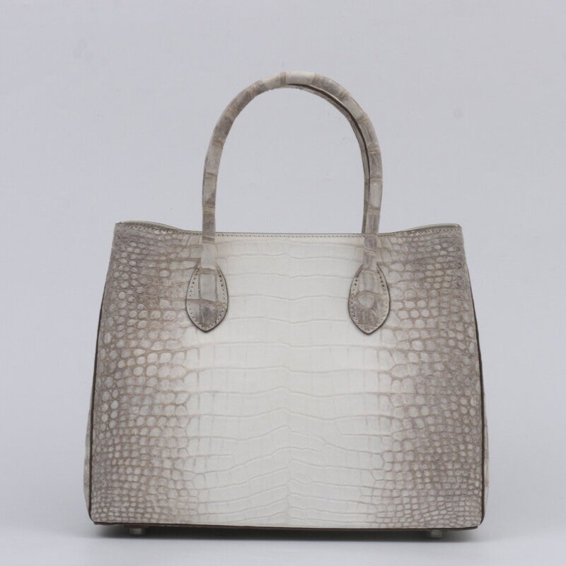 White Handcrafted Genuine Croco Belly Skin Handbag Women Crossbody Shoulder Bag