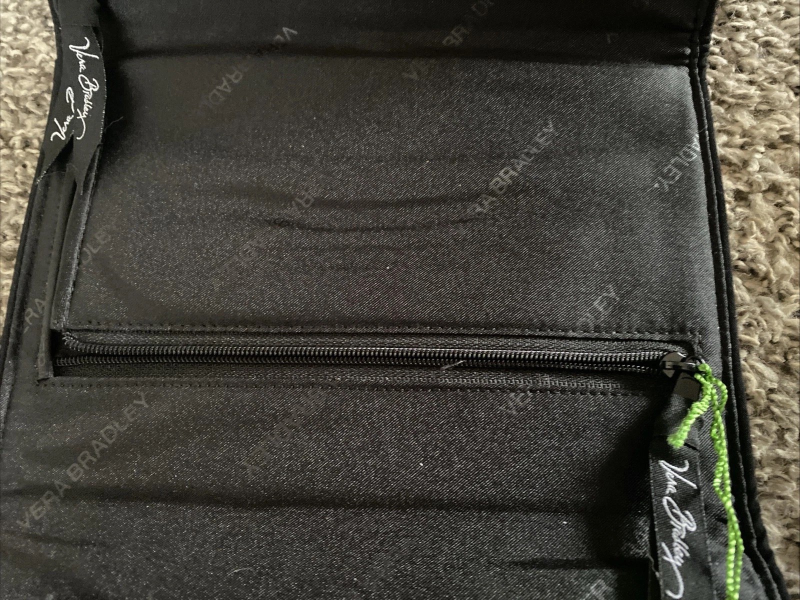Vera Bradley black, quilted, microfiber jewelry travel case, trifold