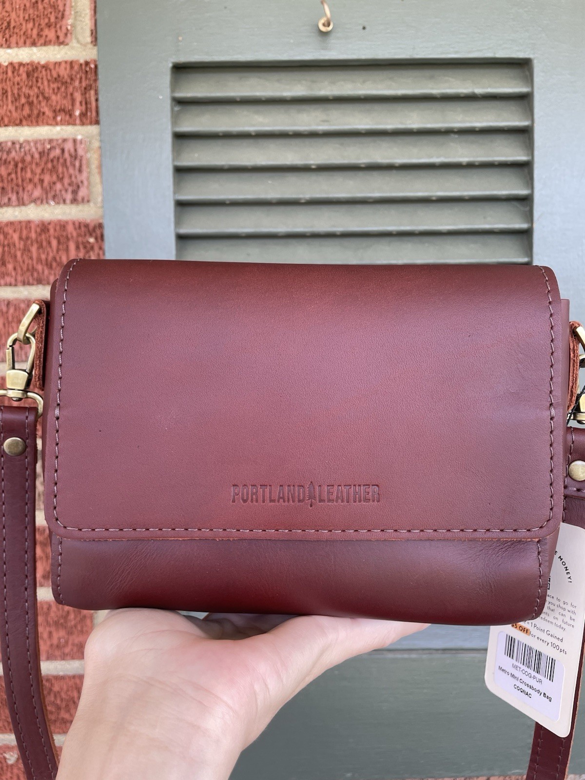 Portland Leather Metro Crossbody Bag in Cognac Adjustable Strap