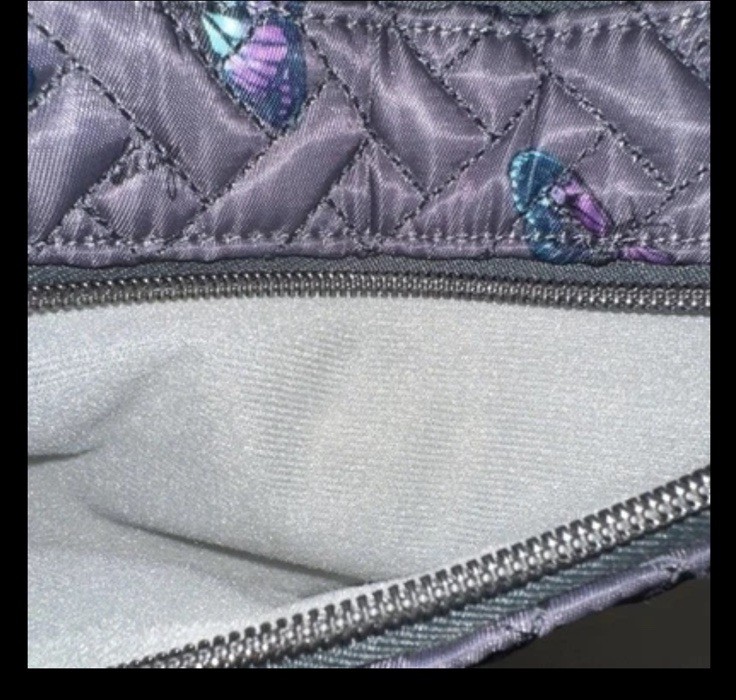 Lug Camper SE Gray Purple Butterfly Design Shoulder Handbag Purse Many Pockets