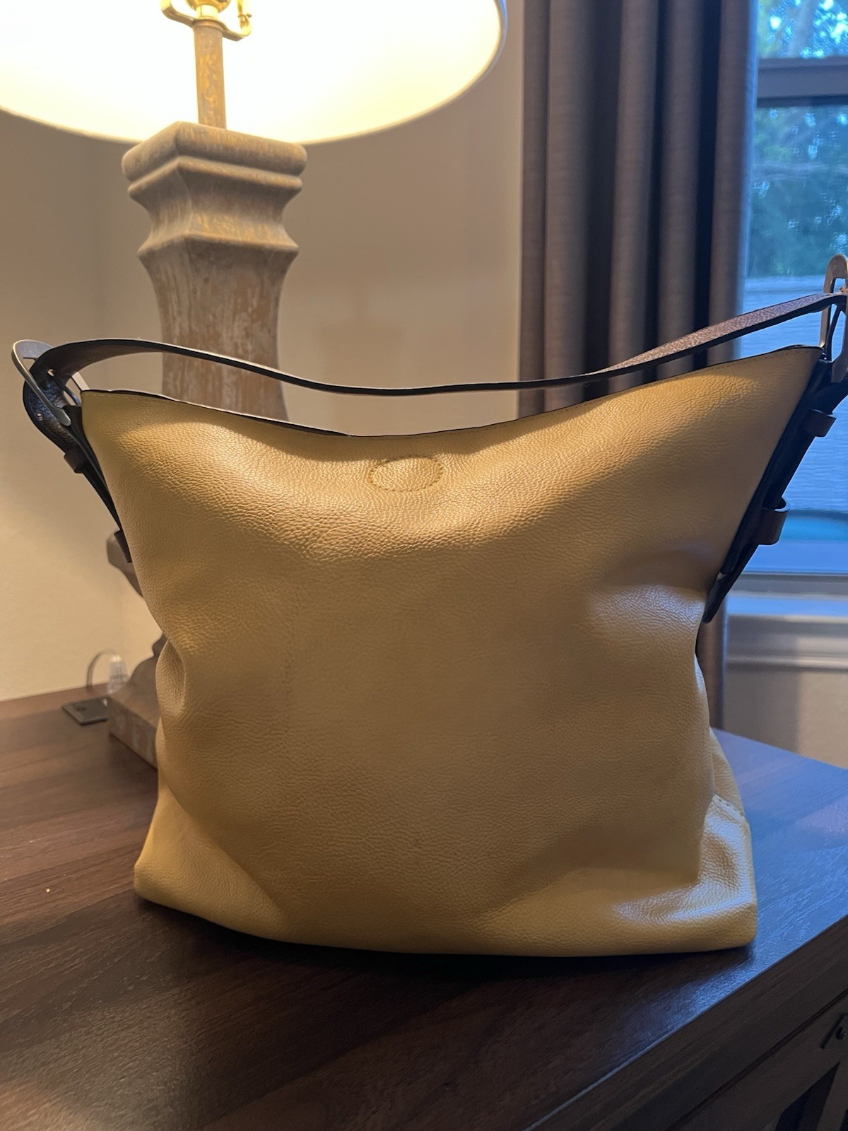 Buttery soft Hobo Shoulder Leather Lemon Coffee Bag. Great Condition