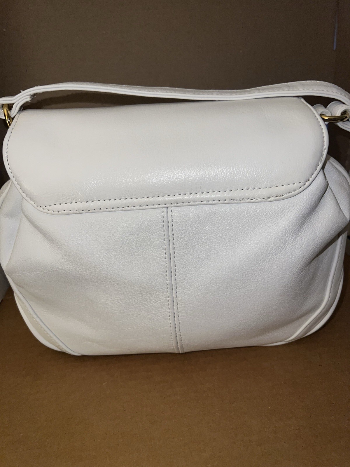 Vintage Worthington White Leather Handbag/Purse with Shoulder Strap NWT