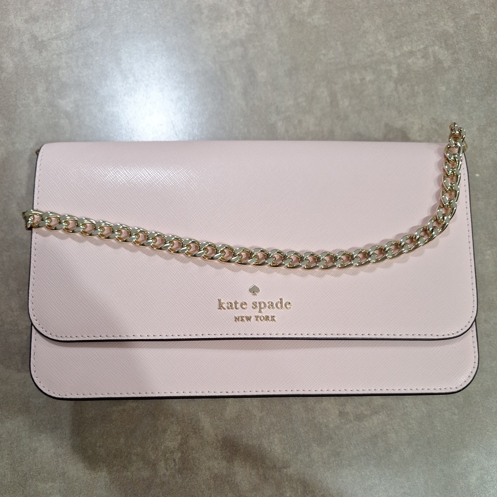 Kate Spade Madison Flap Crossbody Bag Conch Pink Leather Chain KC430 NWT $349