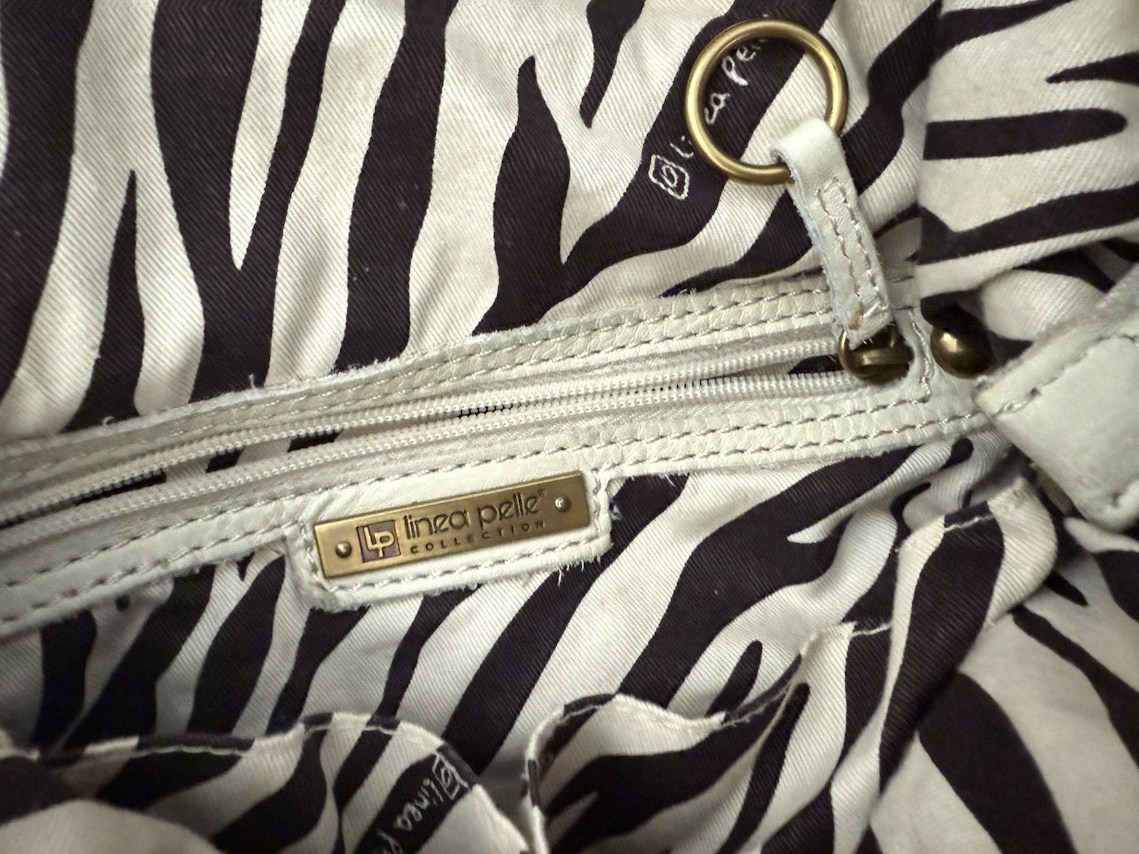 Linea Pelle Dylan Tote Leather Crossover Shoulder Bag Purse Cream