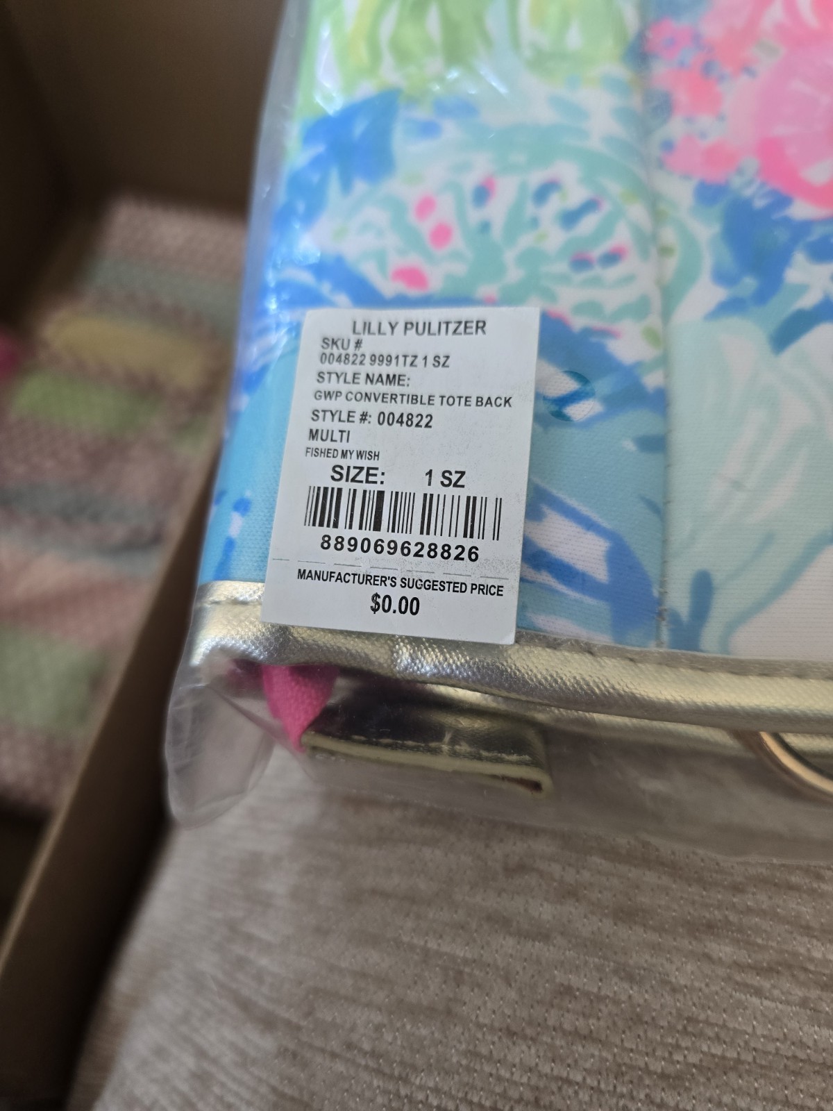 NWT Lilly Pulitzer Large Multi Tote Backpack Neoprene Fish My Wish Repaired