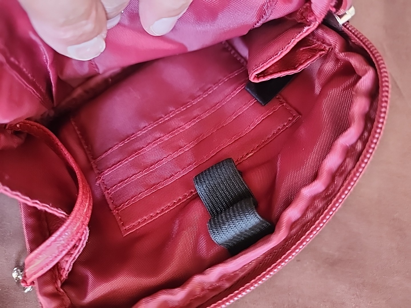 Croft &barrow Red strap not included Handbag ,red Storage Zippers.