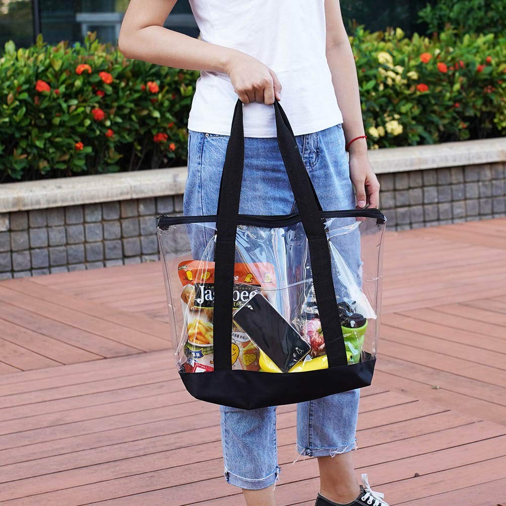 19x14x5.7 Inches Clear Tote Bag, Reinforced Nylon Handles