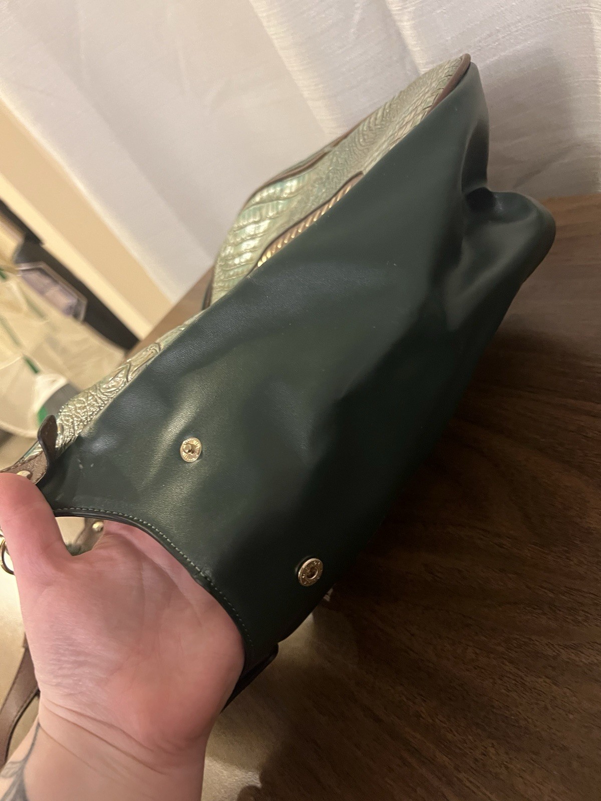 MC Jade Turquoise Croco Embossed Genuine Leather Tote with Matching Coin Pouch