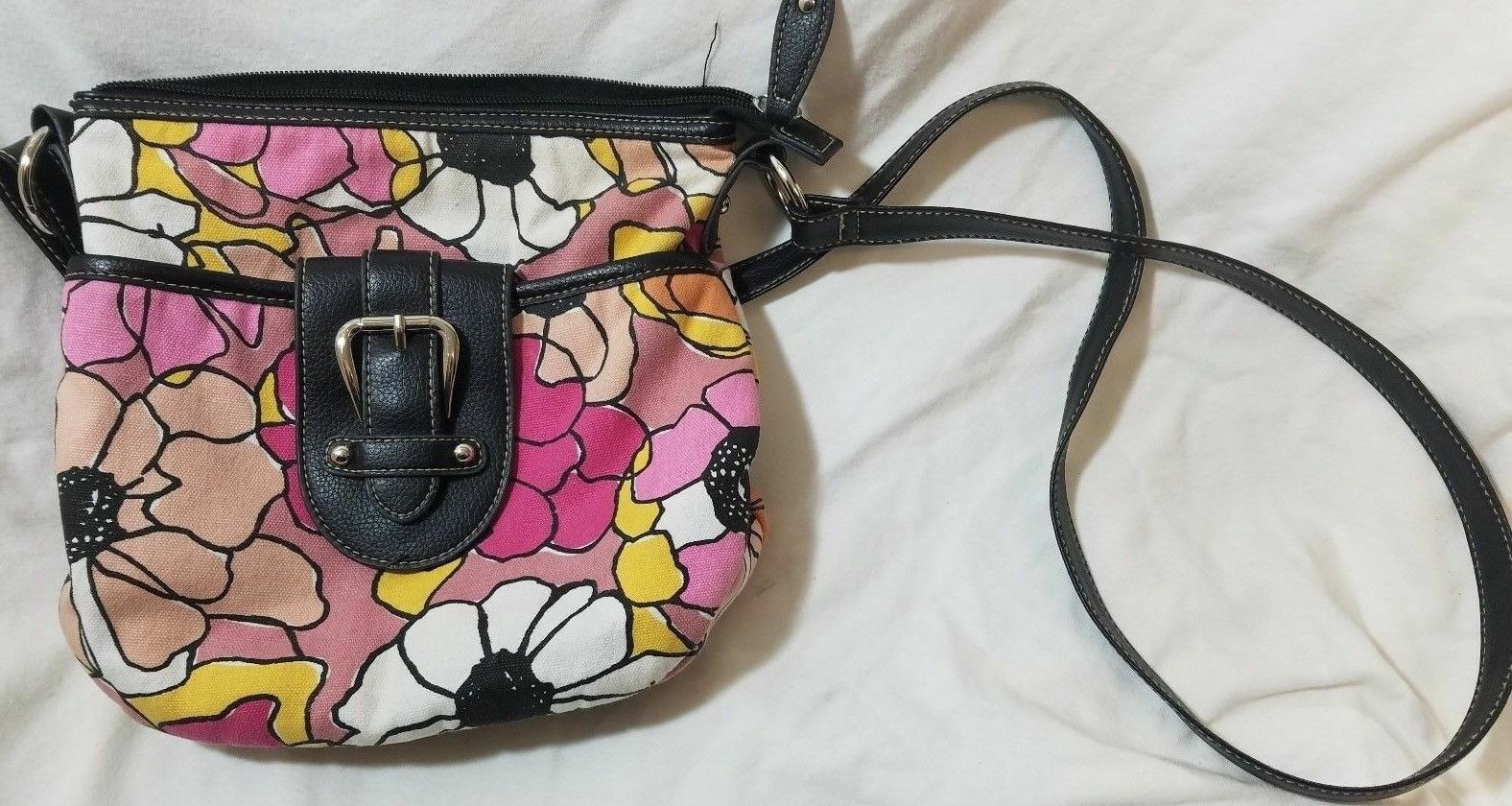 Croft & Barrow Women’s Purse Handbag Pocketbook Floral Pink Orange White Black
