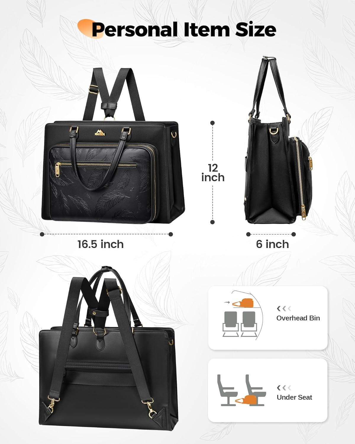 Convertible Briefcase Backpack 3 in 1 Tote Bag for 15.6″ Laptop