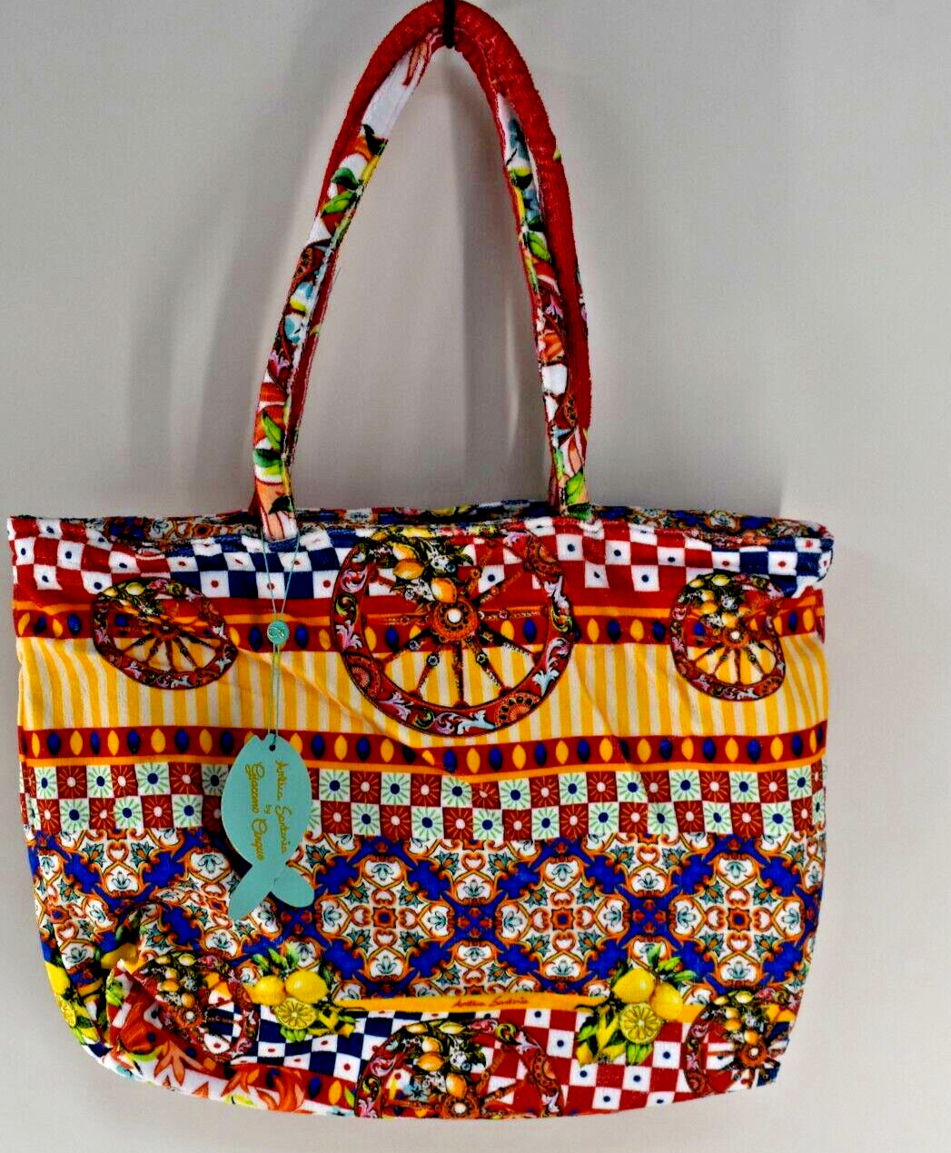 ANTICA SARTORIA 2024 SICILIAN WHEELS BEACH ZIPPERED BEACH TOTE/PURSE NWT